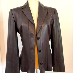 Giuliana Teso Chocolate Brown Italian Leather Blazer woman’s sz42/Med/6